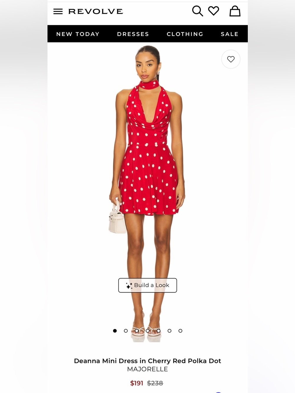 MAJORELLE Red Polka Dot Halter Mini Dress with Scarf Neck Sz Small NWT